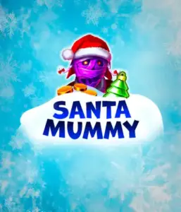  Behold the unique "Santa Mummy" slot game by Belatra, highlighting a Santa-clad mummy decked out in festive holiday attire. This vibrant image captures the mummy with a vivid purple hue, wearing a Santa hat, surrounded by snowy blue and icy snowflakes. The game's title, "Santa Mummy," is prominently displayed in large, cool blue letters.