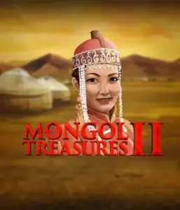 Discover the vibrant heritage of Mongolia with Mongol Treasures 2 slot by Endorphina, highlighting a beautiful Mongolian woman dressed in traditional attire against a sunset-lit Mongolian steppe backdrop. This image portrays the beauty of Mongolian culture, offering a unique gaming experience. 