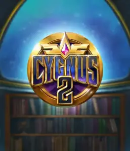 Experience the magical graphics of Cygnus 2 Slot by ELK Studios, highlighting a spectacular logo with a vibrant color scheme. Positioned against a starlit library setting, this graphic captures the theme of exploration and mystery. 